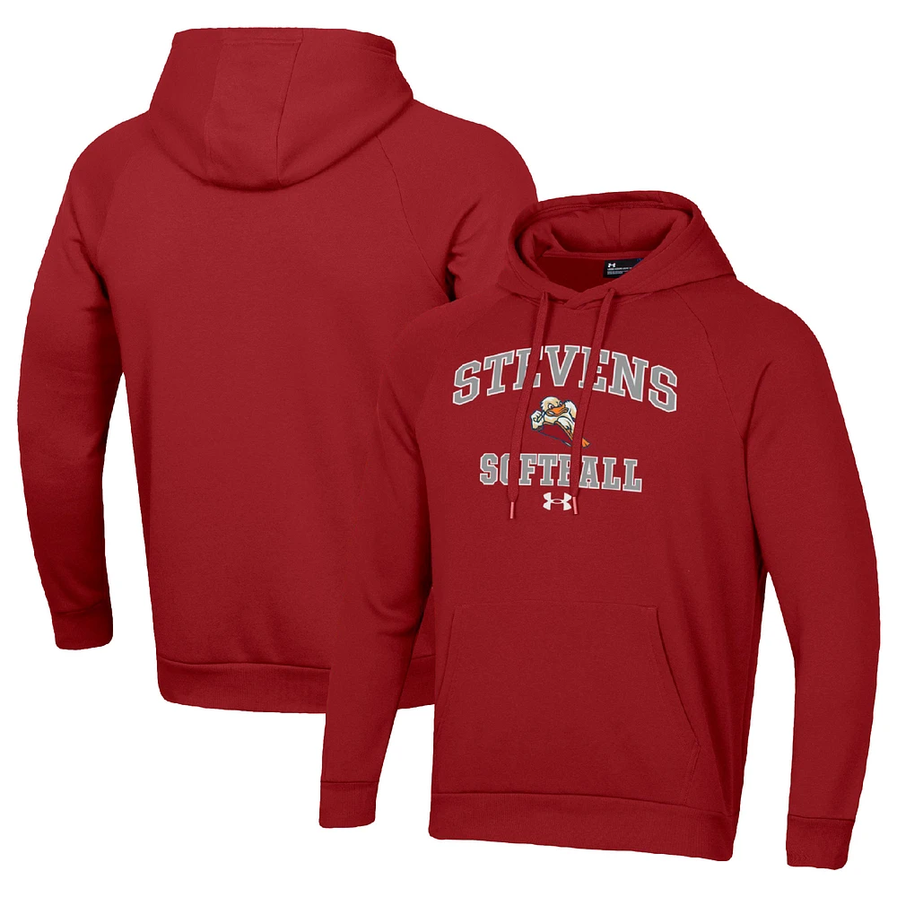 Men's Under Armour Red Stevens Institute of Technology Ducks All Day Arch Softball Raglan Pullover Hoodie