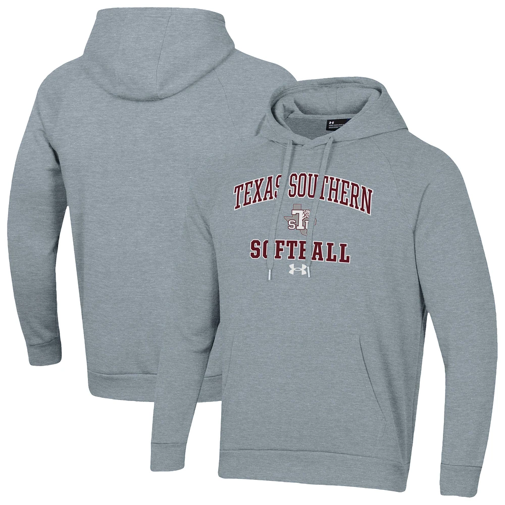 Men's Under Armour Heather Gray Texas Southern Tigers All Day Arch Softball Pullover Hoodie
