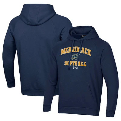 Men's Under Armour Navy Merrimack College Warriors All Day Arch Softball Raglan Pullover Hoodie