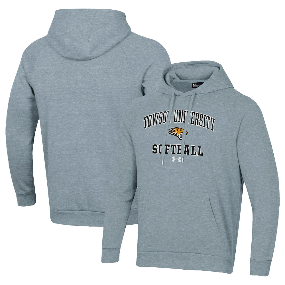 Men's Under Armour Gray Towson Tigers All Day Arch Softball Raglan Pullover Hoodie