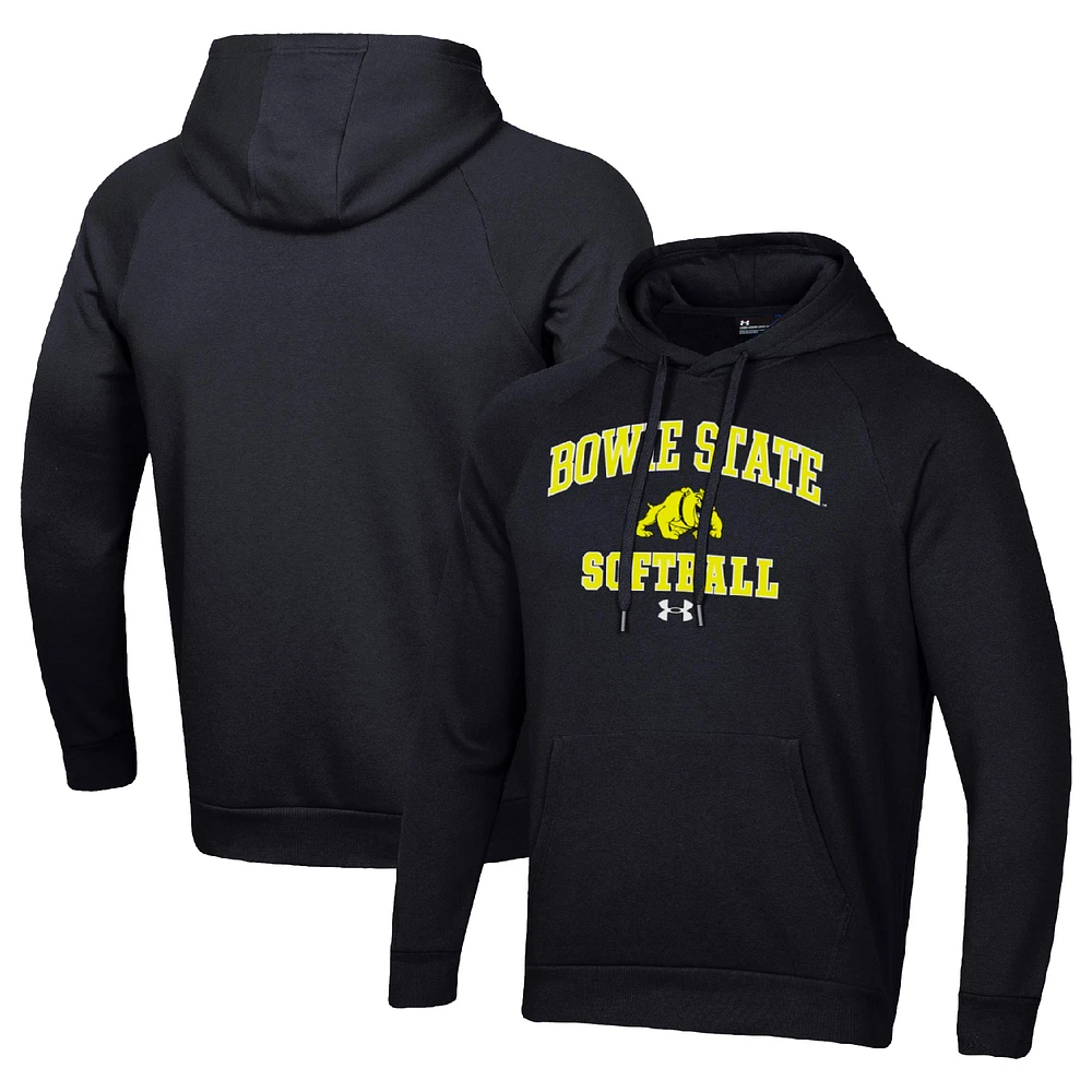 Men's Under Armour Black Bowie State Bulldogs All Day Arch Softball Raglan Pullover Hoodie