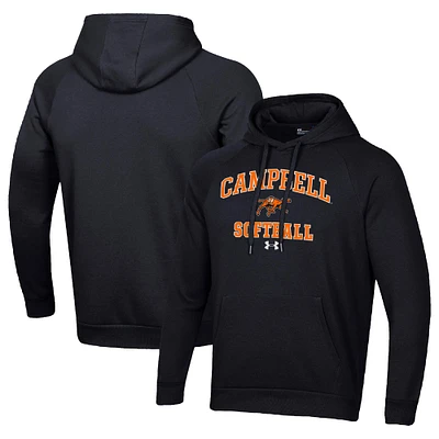 Men's Under Armour Black Campbell Fighting Camels All Day Arch Softball Raglan Pullover Hoodie