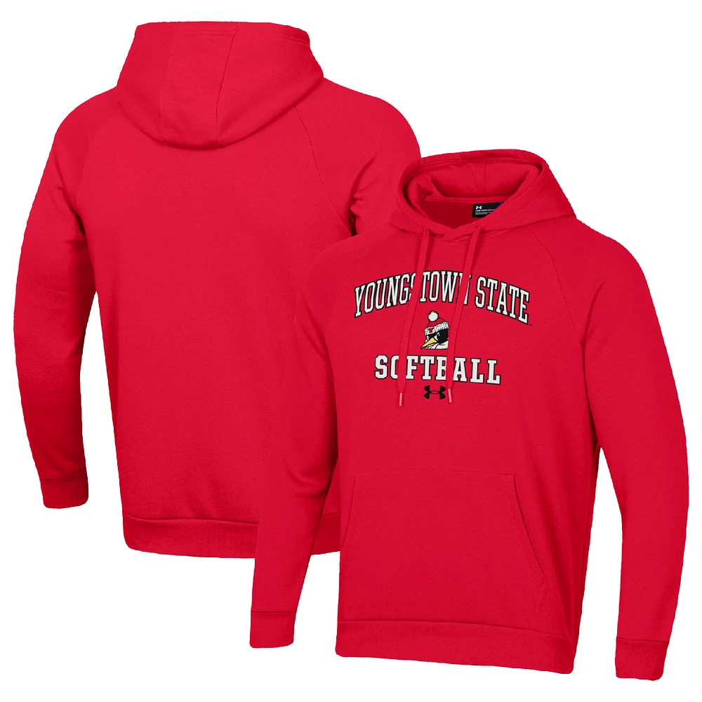 Men's Under Armour Red Youngstown State Penguins All Day Arch Softball Raglan Pullover Hoodie