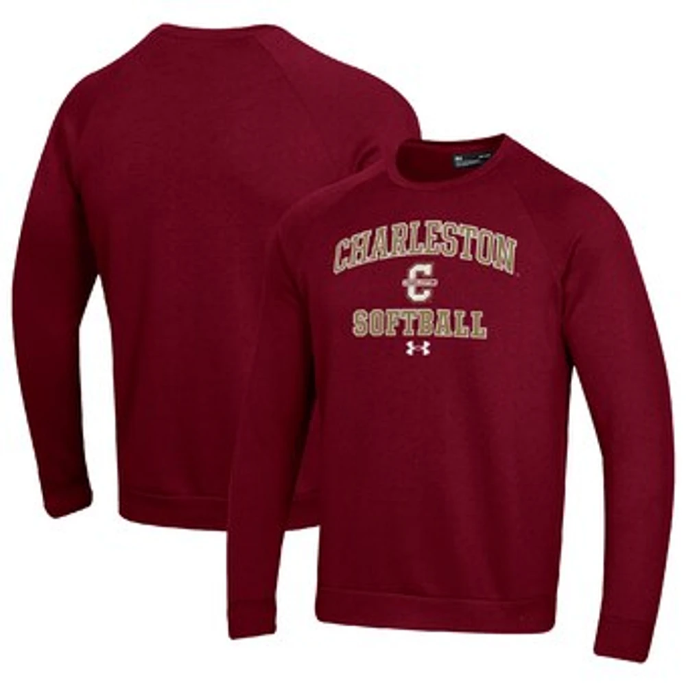 Men's Under Armour Maroon Charleston Cougars All Day Arch Softball Fleece Raglan Pullover Sweatshirt