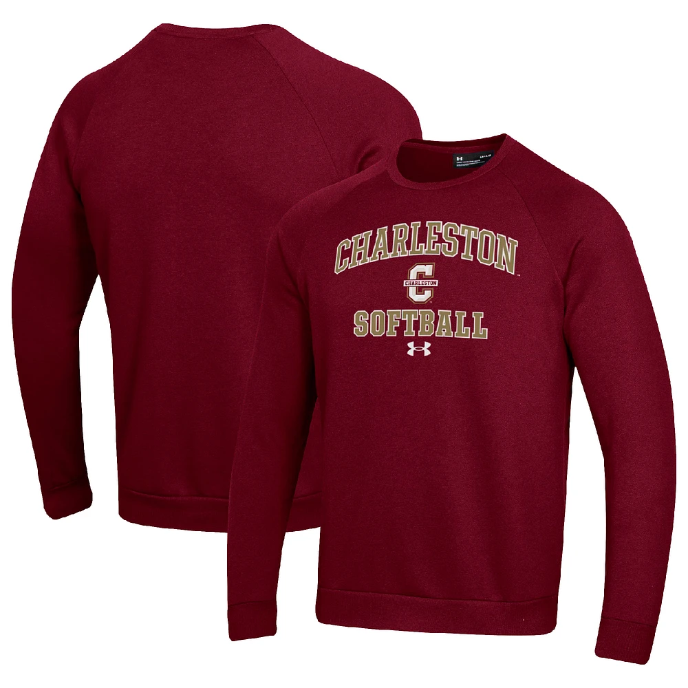 Men's Under Armour Maroon Charleston Cougars All Day Arch Softball Fleece Raglan Pullover Sweatshirt