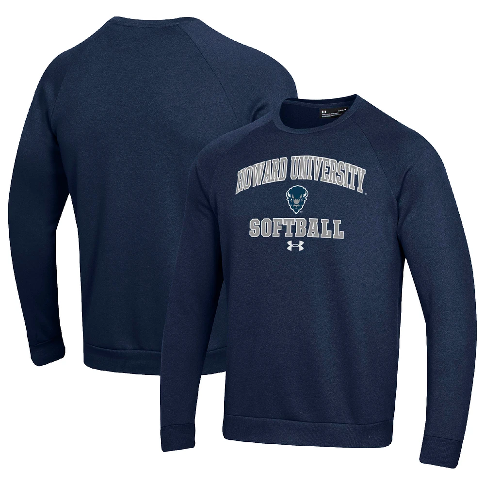 Men's Under Armour Navy Howard Bison All Day Arch Softball Fleece Raglan Pullover Sweatshirt