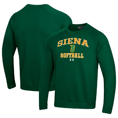 Men's Under Armour Siena Saints All Day Arch Softball Fleece Raglan Pullover Sweatshirt
