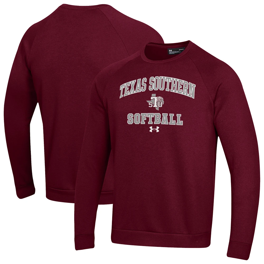 Men's Under Armour Maroon Texas Southern Tigers All Day Arch Softball Fleece Pullover Sweatshirt