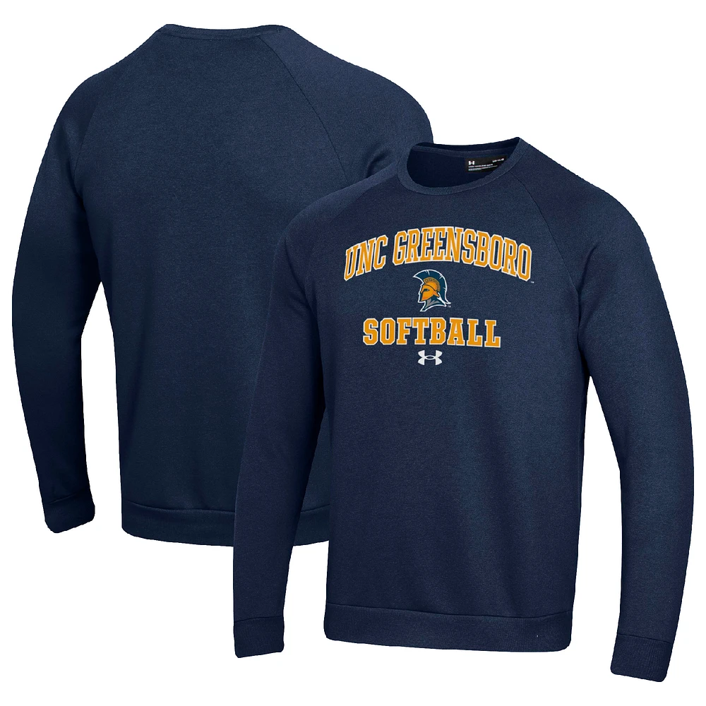 Men's Under Armour Navy UNCG Spartans All Day Arch Softball Fleece Raglan Pullover Sweatshirt