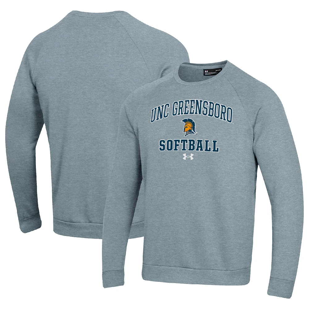 Men's Under Armour Gray UNCG Spartans All Day Arch Softball Fleece Raglan Pullover Sweatshirt