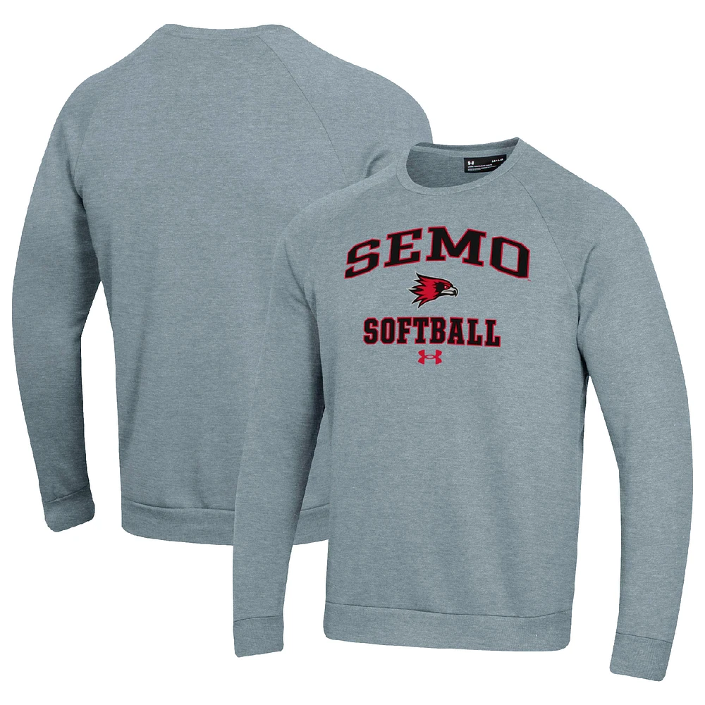 Men's Under Armour Gray SEMO Redhawks All Day Arch Softball Fleece Raglan Pullover Sweatshirt