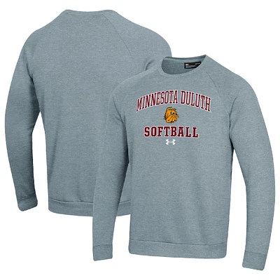 Men's Under Armour Gray Minnesota Duluth Bulldogs All Day Arch Softball Fleece Raglan Pullover Sweatshirt