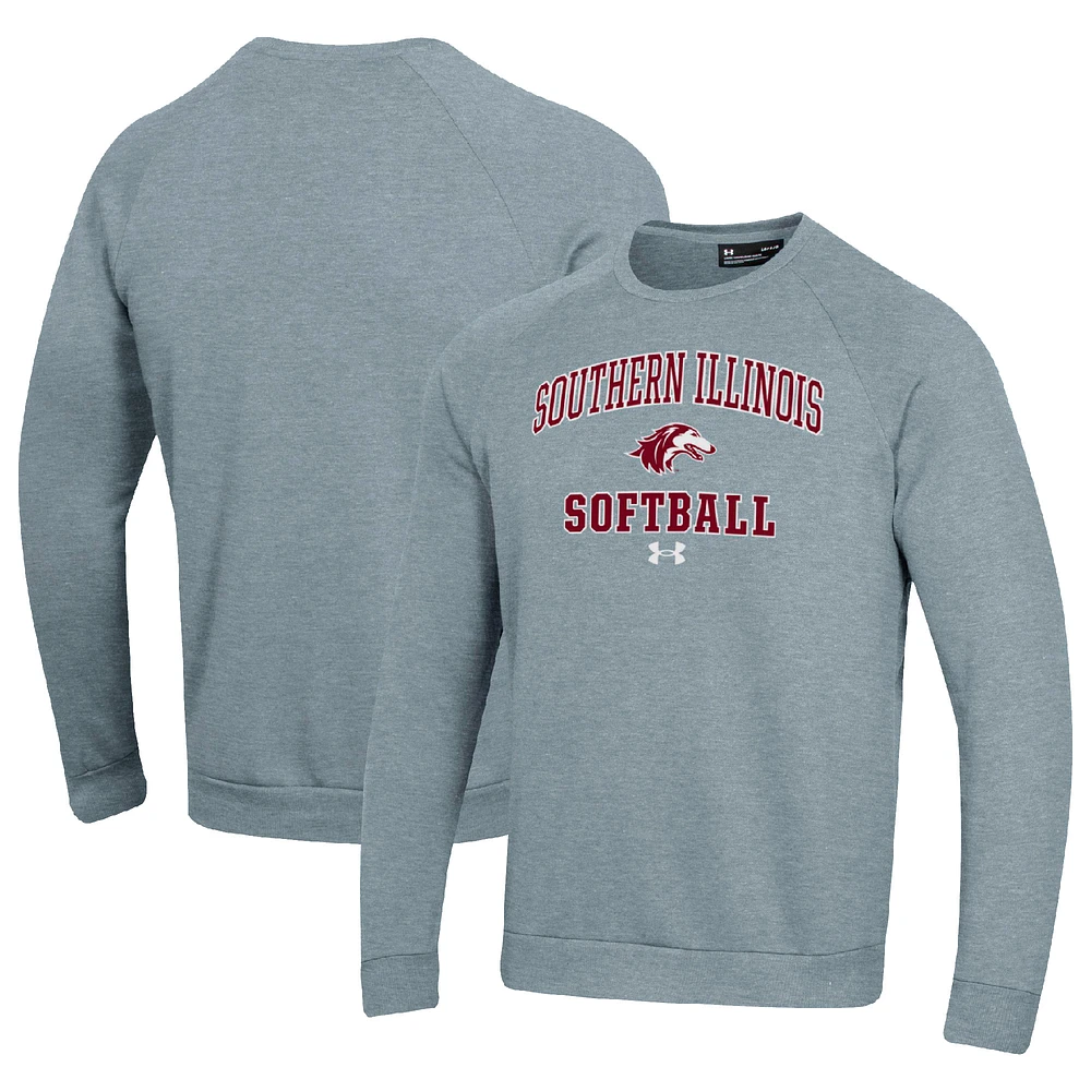 Men's Under Armour Gray Southern Illinois Salukis All Day Arch Softball Fleece Raglan Pullover Sweatshirt