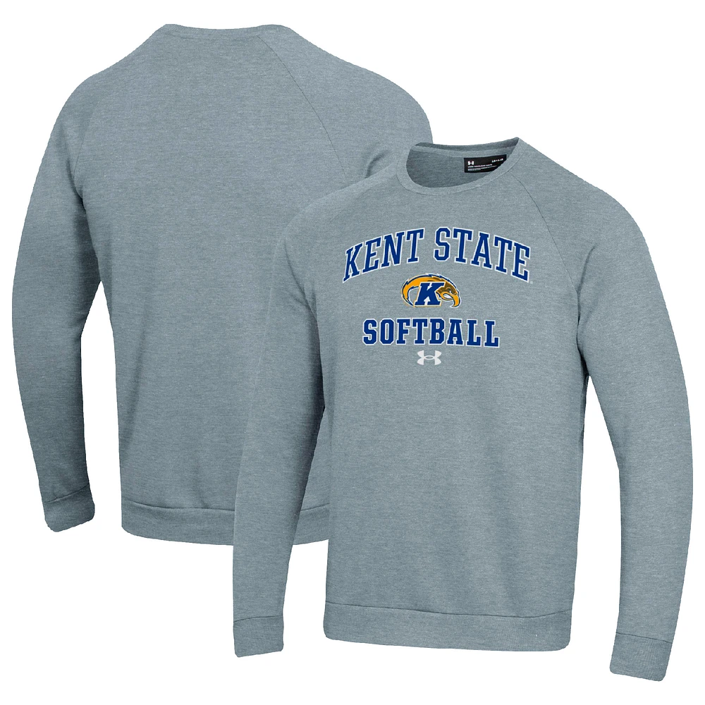 Men's Under Armour Gray Kent State Golden Flashes All Day Arch Softball Fleece Raglan Pullover Sweatshirt