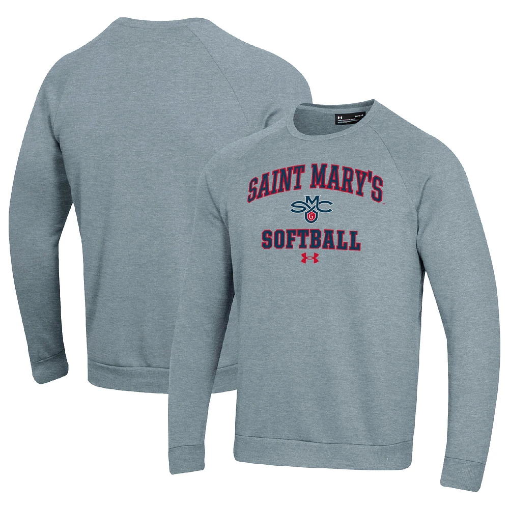 Men's Under Armour Gray Saint Mary's Gaels All Day Arch Softball Fleece Raglan Pullover Sweatshirt