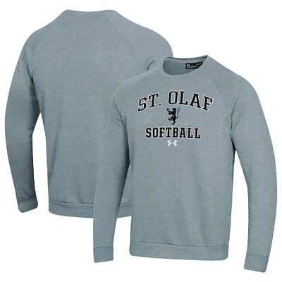 Men's Under Armour Gray St. Olaf Oles All Day Arch Softball Fleece Raglan Pullover Sweatshirt