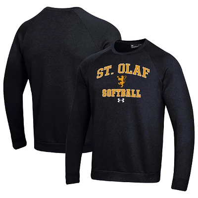 Men's Under Armour Black St. Olaf Oles All Day Arch Softball Fleece Raglan Pullover Sweatshirt