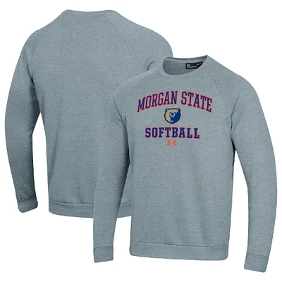 Men's Under Armour Gray Morgan State Bears All Day Arch Softball Fleece Raglan Pullover Sweatshirt