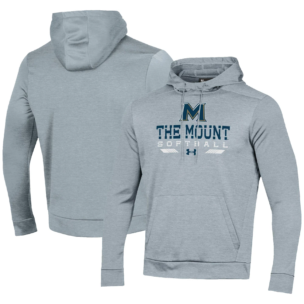 Men's Under Armour Gray Mount St. Mary's Mountaineers Softball Pullover Hoodie