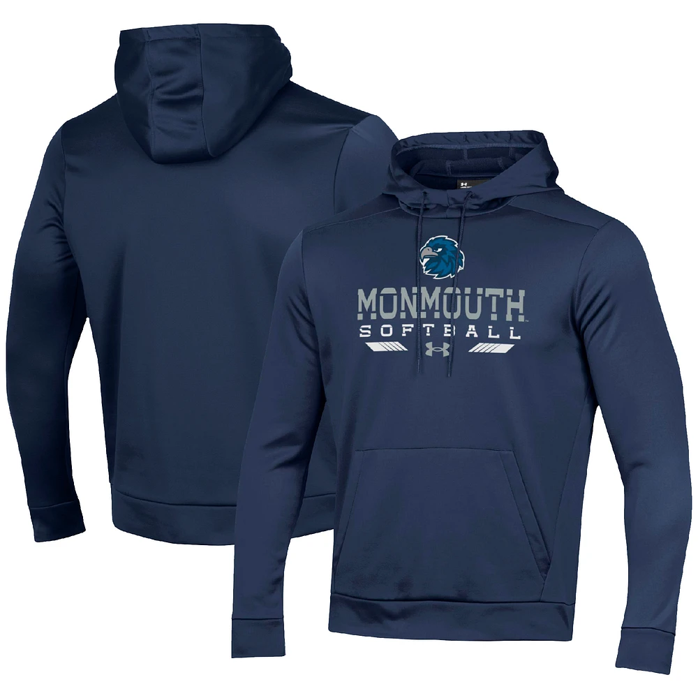 Men's Under Armour Navy Monmouth Hawks Softball Pullover Hoodie