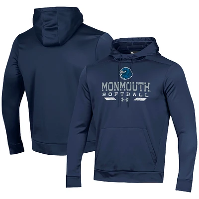 Men's Under Armour Navy Monmouth Hawks Softball Pullover Hoodie