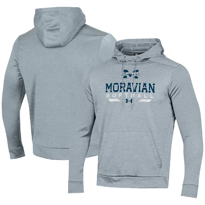 Men's Under Armour Gray Moravian Greyhounds Softball Pullover Hoodie