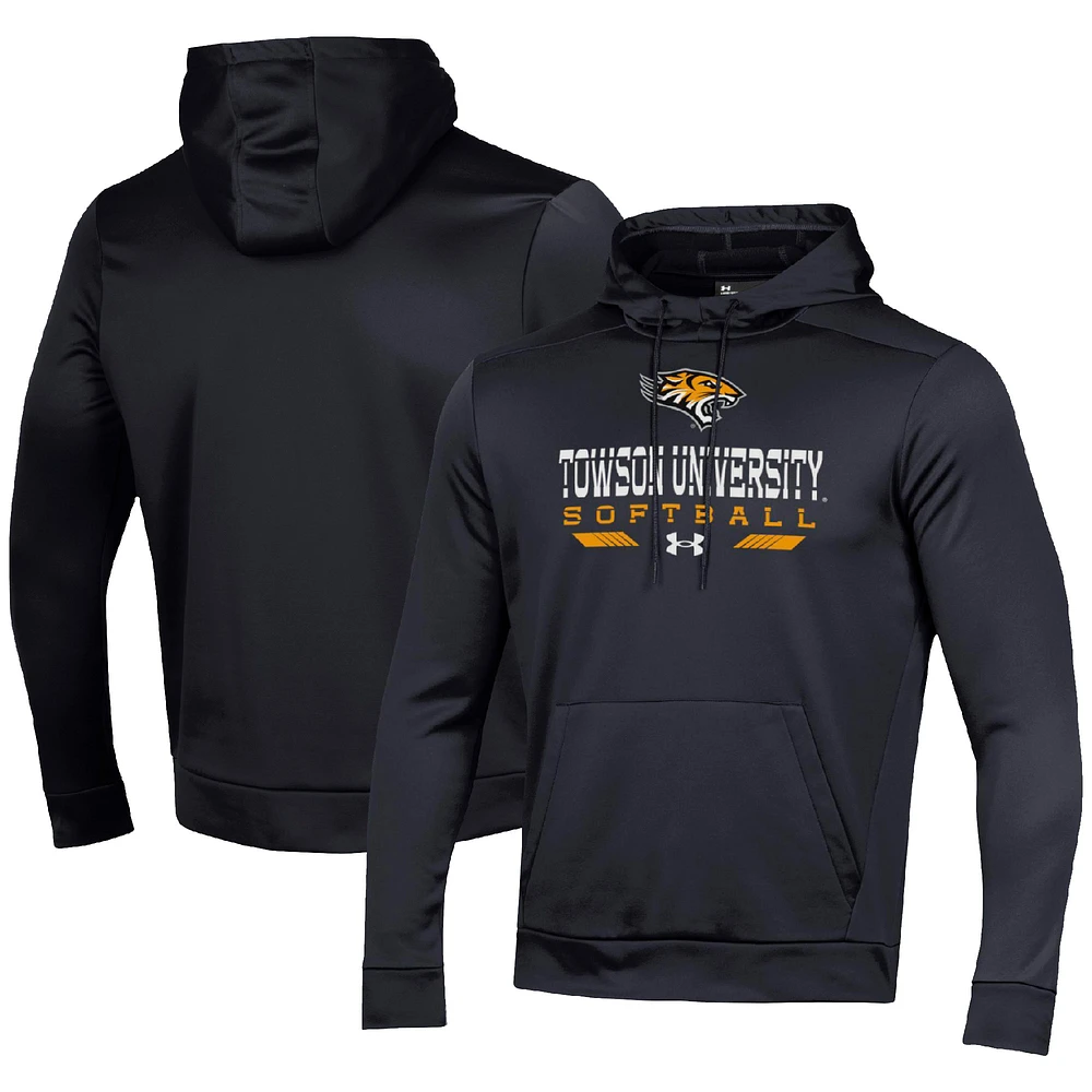 Men's Under Armour Black Towson Tigers Softball Pullover Hoodie