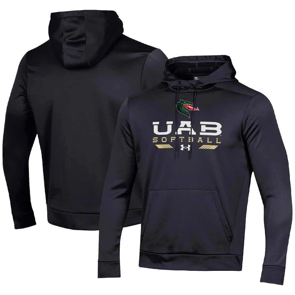 Men's Under Armour Black UAB Blazers Softball Pullover Hoodie