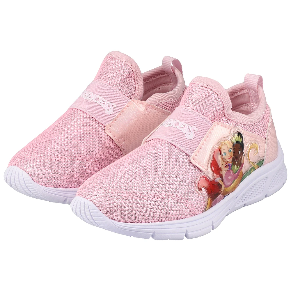 Girls Toddler Josmo Disney Princess Ariel, Tiana & Rapunzel Lighted Slip-On Sneakers