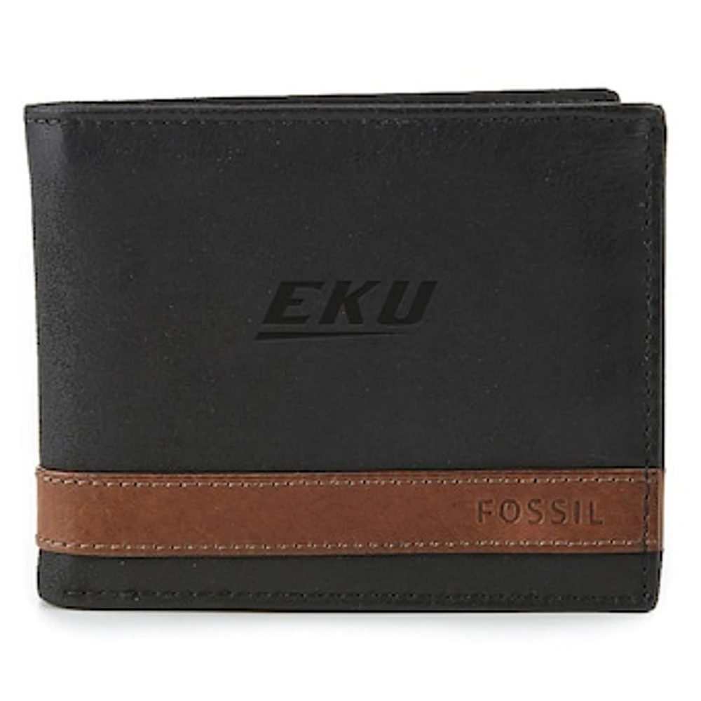 Fossil Black Eastern Kentucky Colonels Quinn Flip ID Bifold Wallet