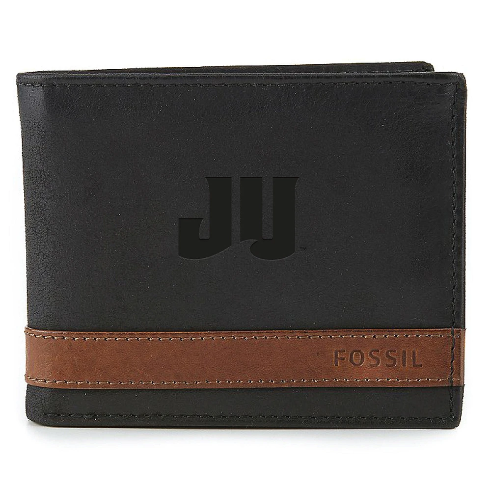 Fossil Black JU Dolphins Quinn Flip ID Bifold Wallet