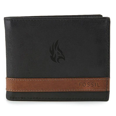 Fossil Black Carthage Firebirds Quinn Flip ID Bifold Wallet