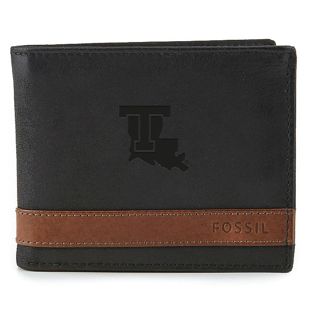 Fossil Black Louisiana Tech Bulldogs Quinn Flip ID Bifold Wallet