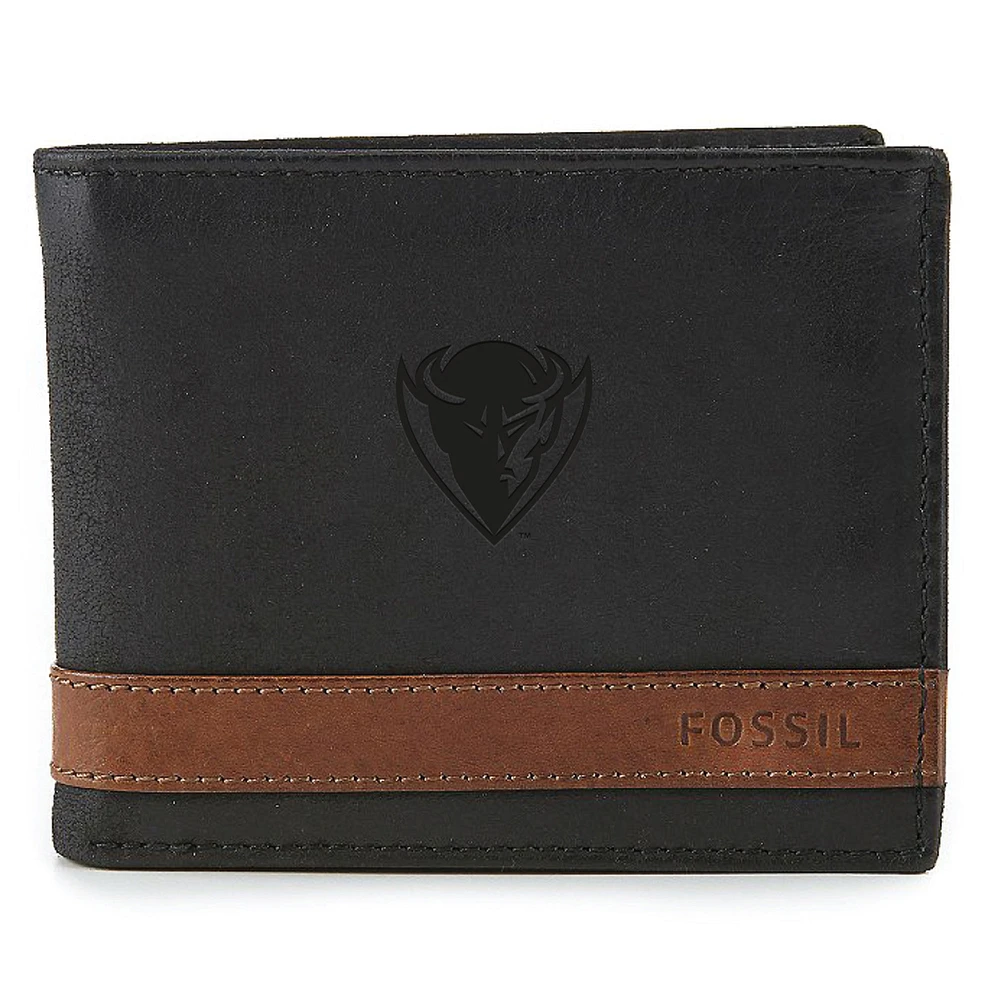 Fossil Black DePaul Blue Demons Quinn Flip ID Bifold Wallet