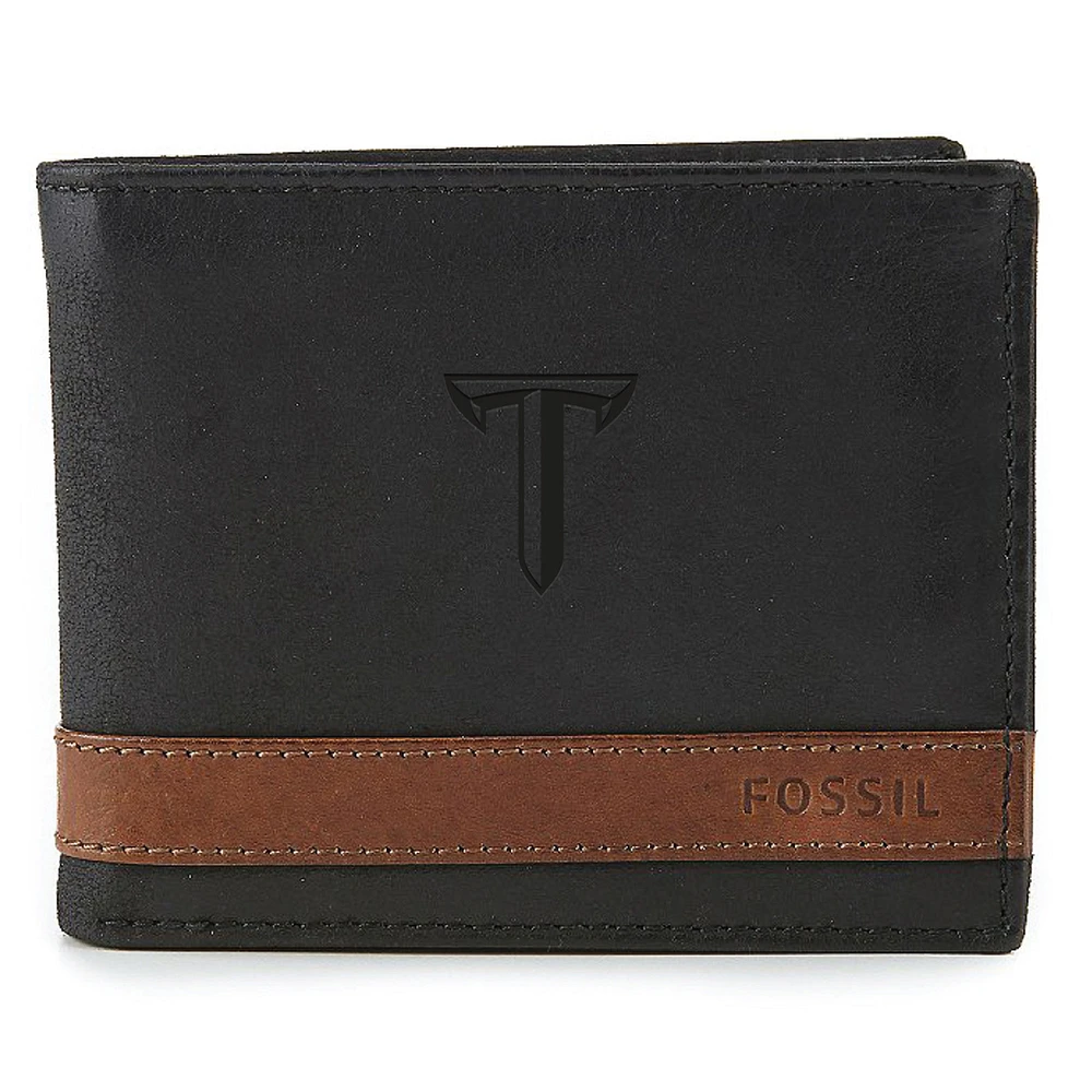 Fossil Black Troy University Trojans Quinn Flip ID Bifold Wallet