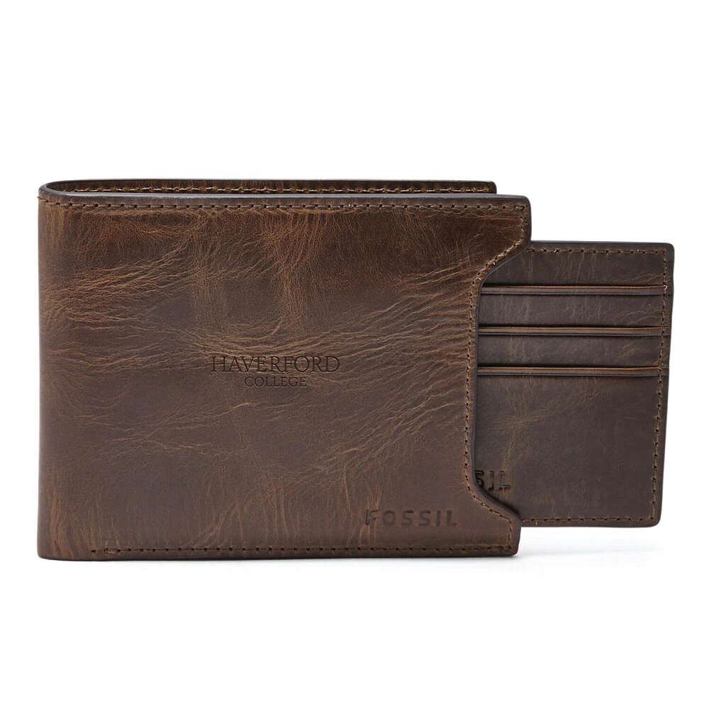Fossil Brown Haverford College Derrick Sliding Two-In-One Wallet