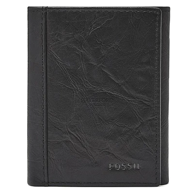 Fossil Black Haverford College Neel Extra Capacity Trifold Wallet