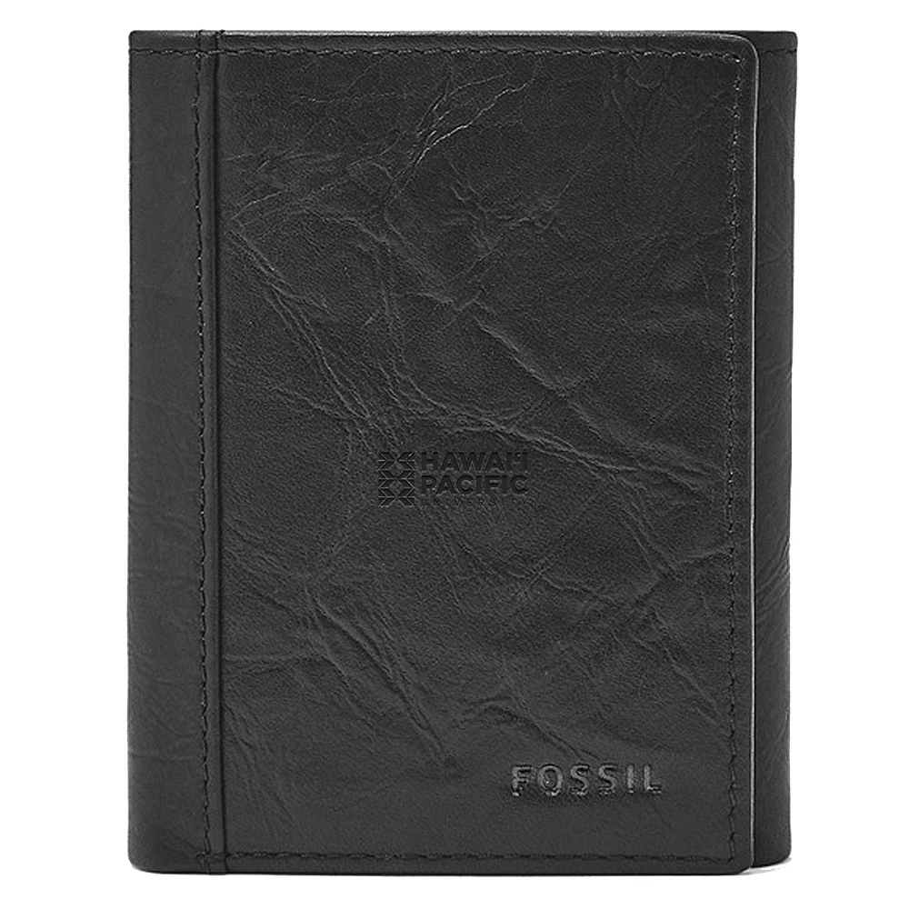 Fossil Black Hawaii Pacific Sharks Neel Extra Capacity Trifold Wallet