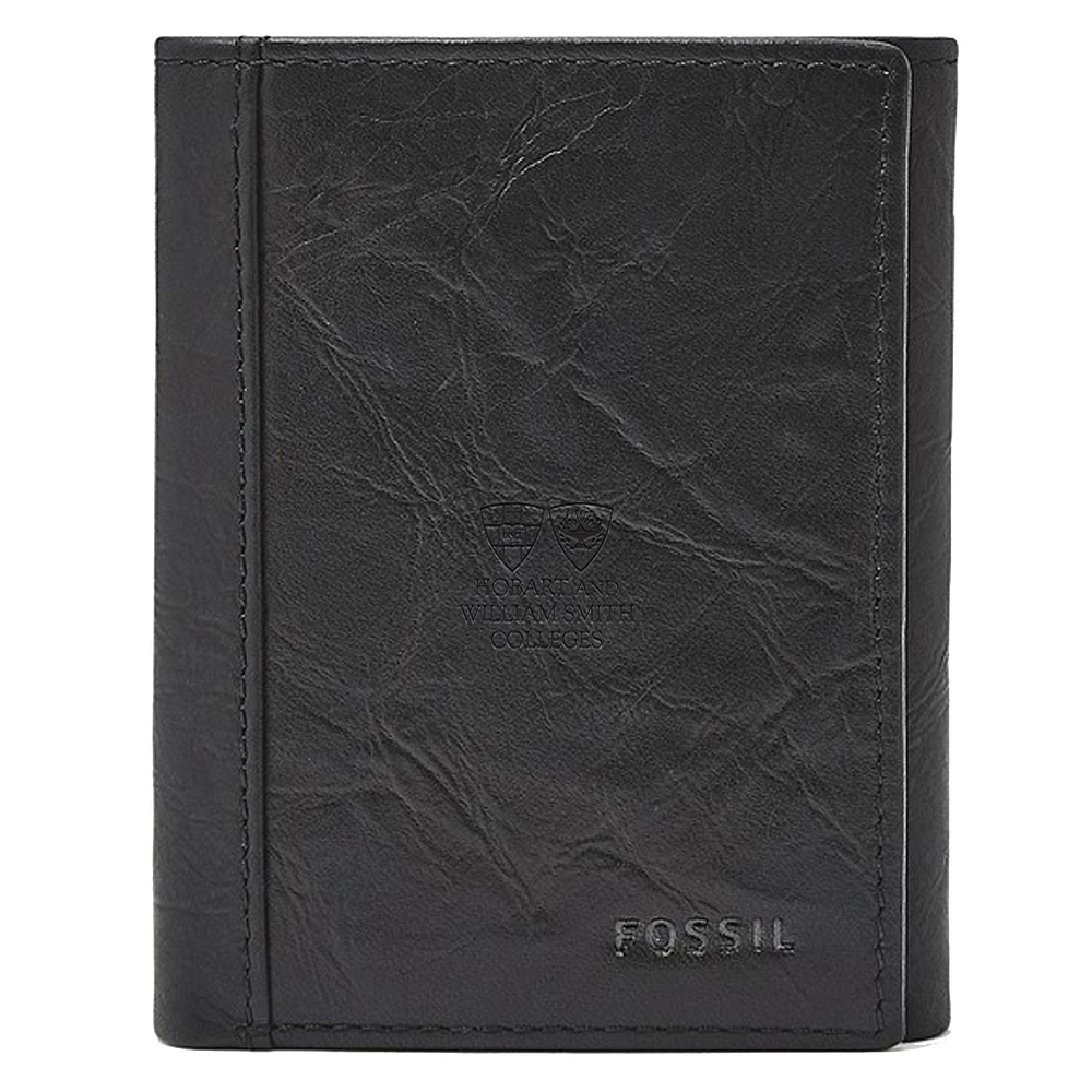 Fossil Black Hobart & William Smith Colleges Neel Extra Capacity Trifold Wallet
