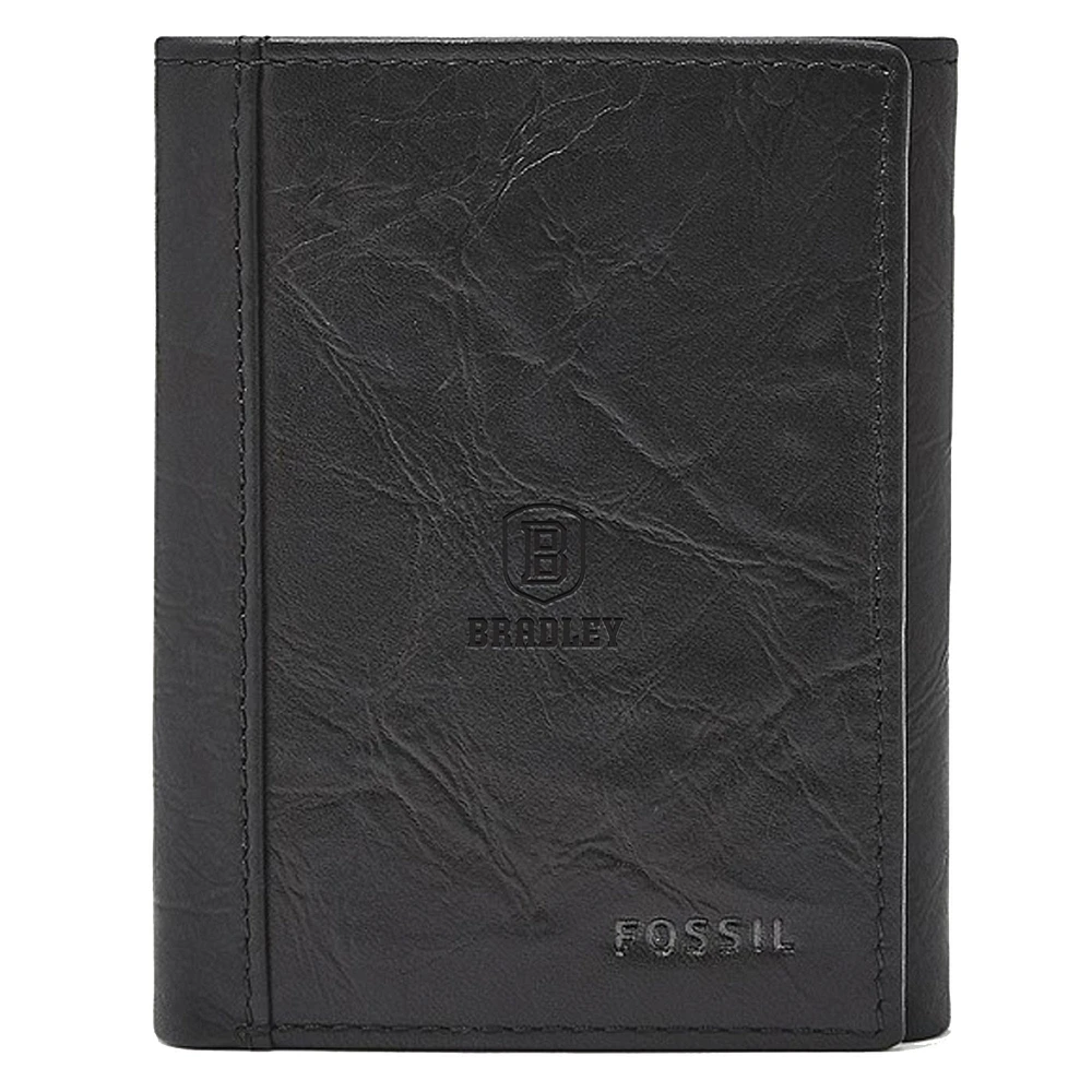 Fossil Black Bradley Braves Neel Extra Capacity Trifold Wallet