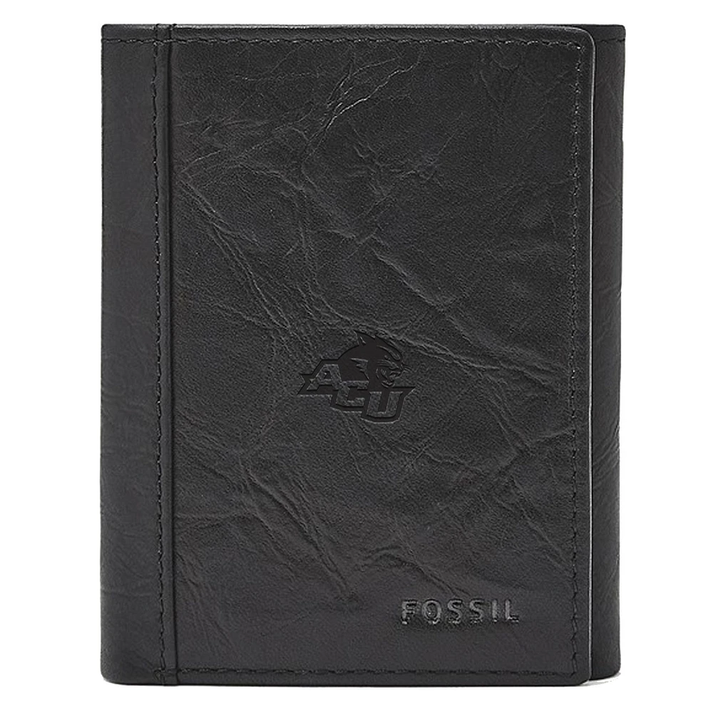 Fossil Black Abilene Christian University Wildcats Neel Extra Capacity Trifold Wallet