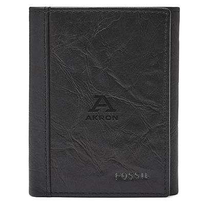 Fossil Black Akron Zips Neel Extra Capacity Trifold Wallet
