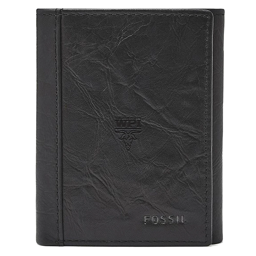 Fossil Black Worcester Polytechnic Institute Engineers Neel Extra Capacity Trifold Wallet