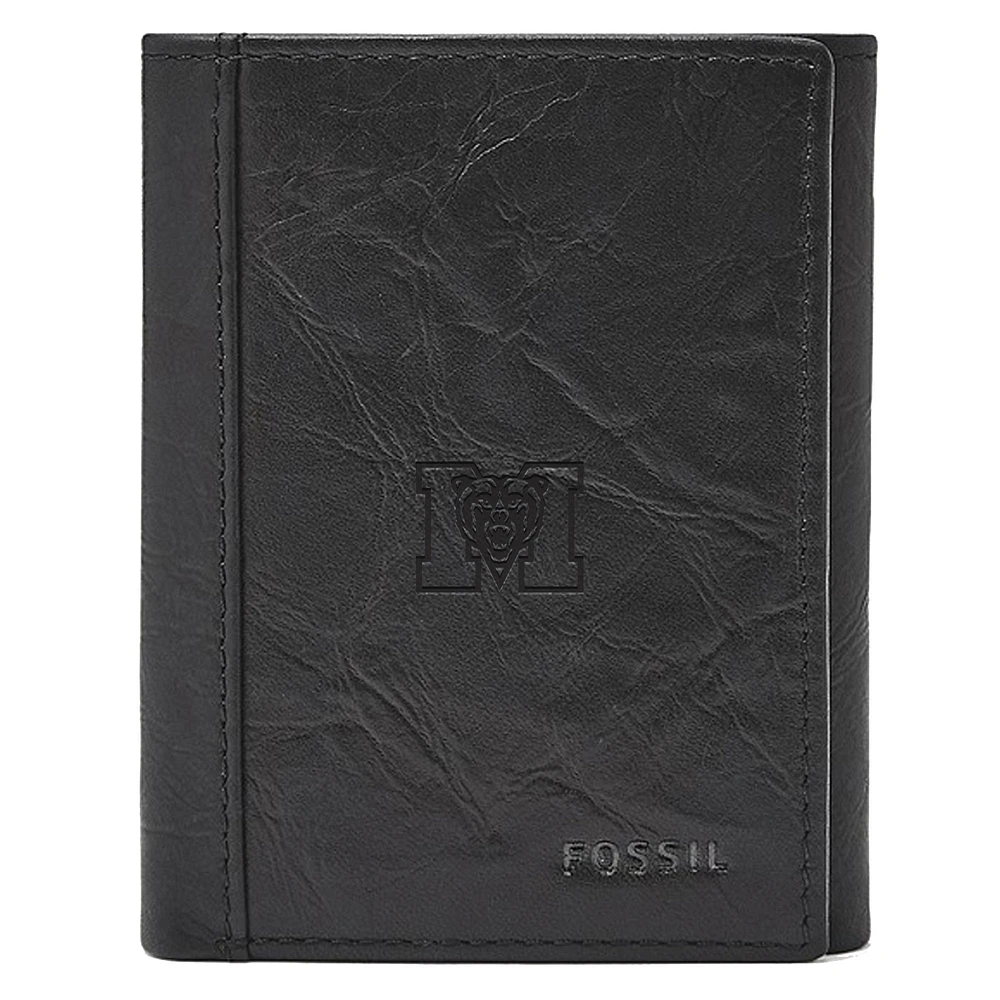 Fossil Black Mercer Bears Neel Extra Capacity Trifold Wallet