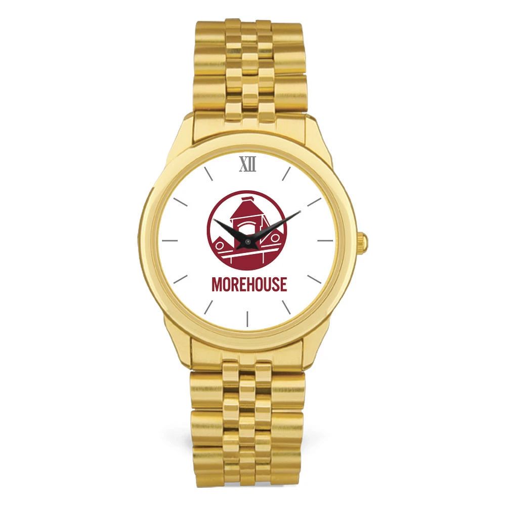 Men's Gold Morehouse Maroon Tigers Rolled Link Watch