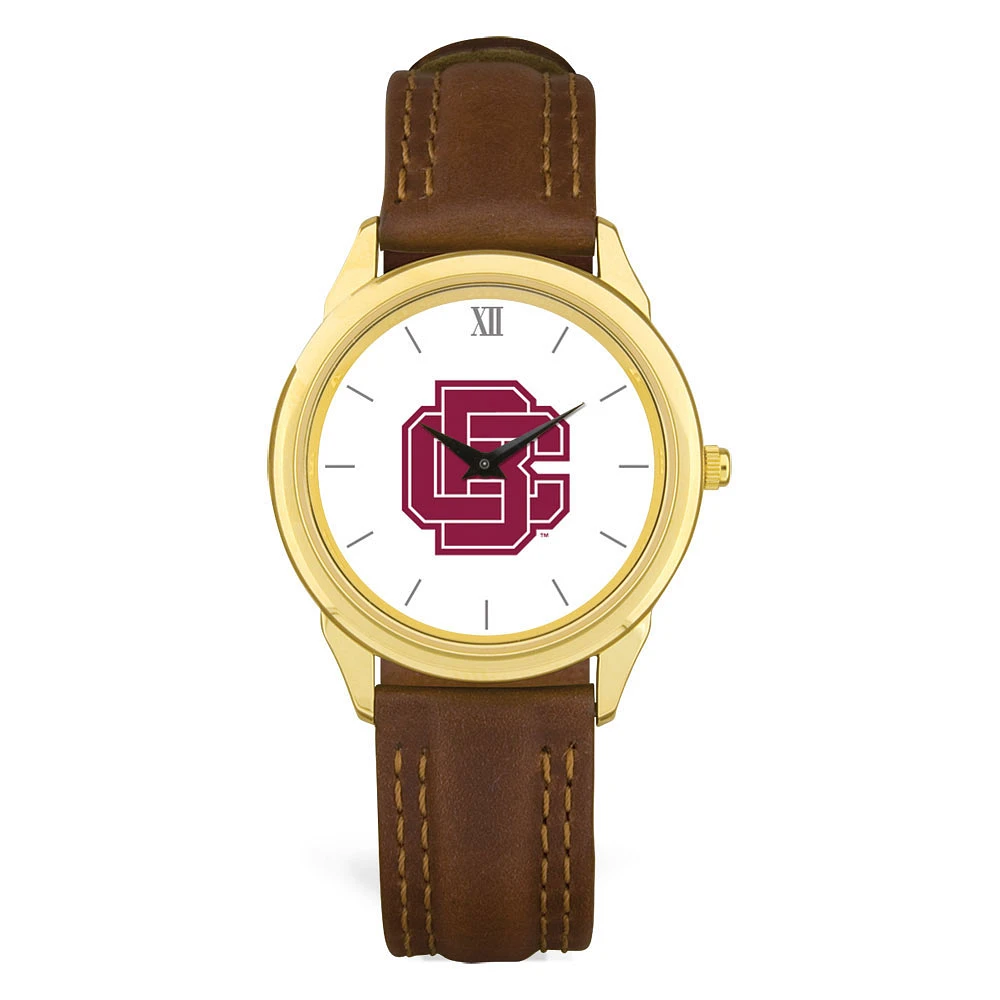 Men's Gold Bethune-Cookman Wildcats Brown Leather Watch