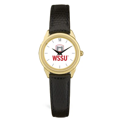 Women's Gold Winston-Salem State Rams Black Leather Wristwatch