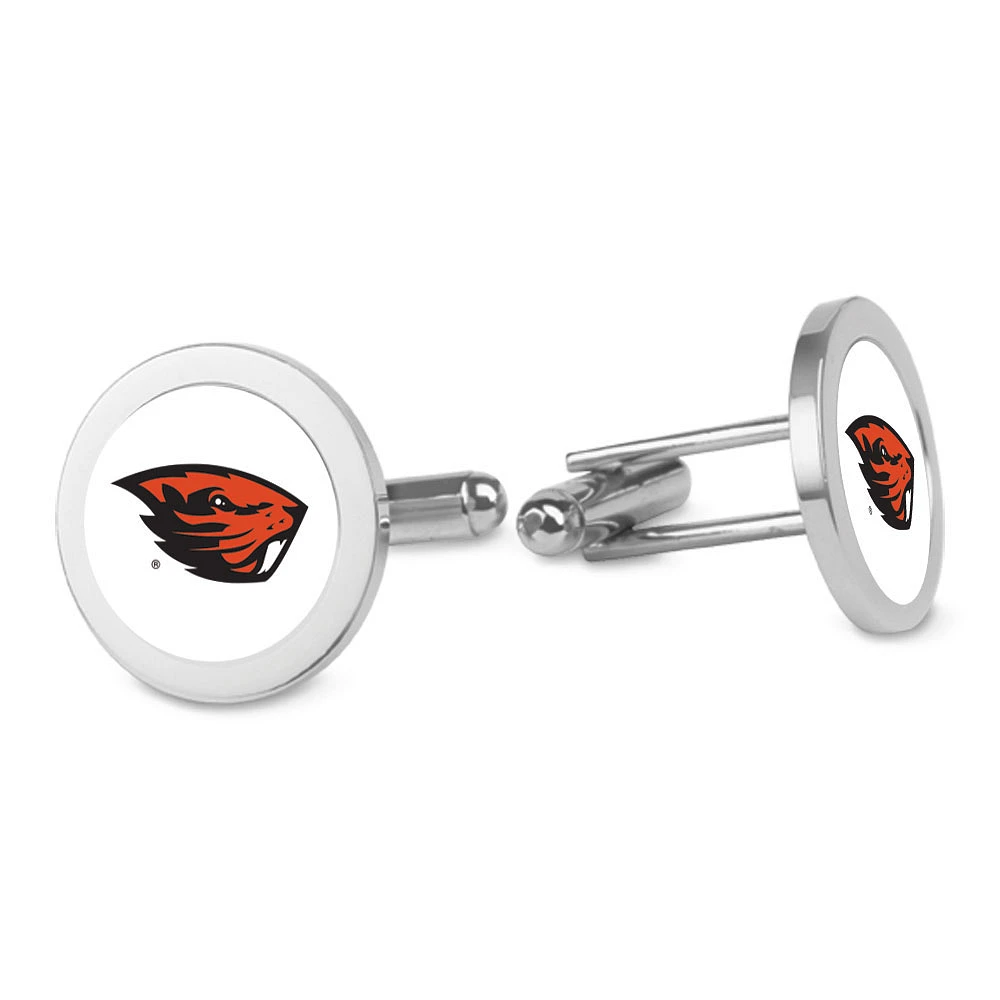 Silver Oregon State Beavers Cufflinks