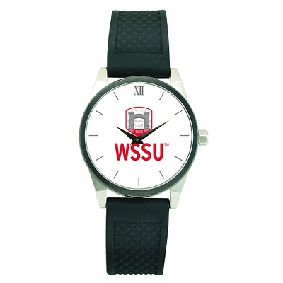 Men's Silver Winston-Salem State Rams Black Silicone Strap Wristwatch