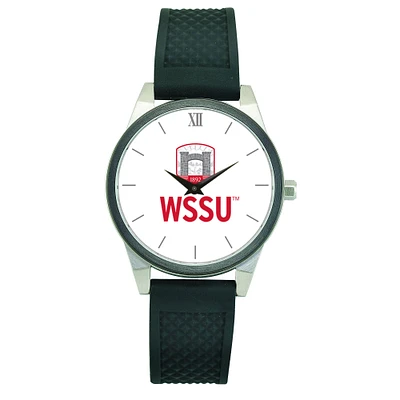 Women's Silver Winston-Salem State Rams Black Silicone Strap Wristwatch